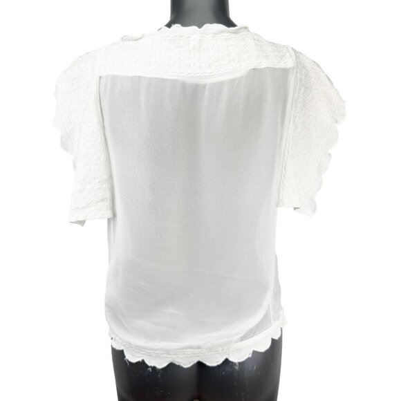 ISABEL MARANT Etoile Sheer Ruffles Sleeves Boho White Embroided Blouse Top sz‎ M - Picture 2 of 7